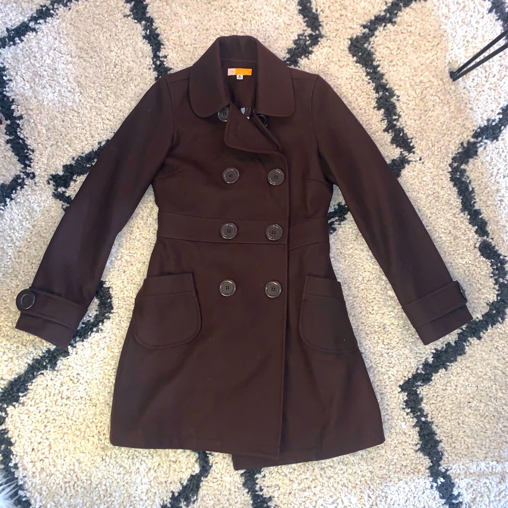Brown Anthropologie Tulle pea coat size small